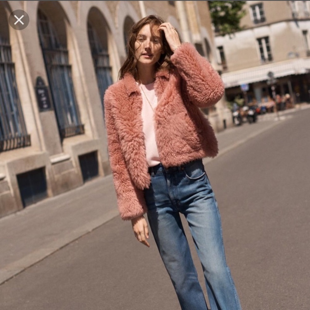 Madewell pink Mongolian shearling jacket. - Picture 2 of 6